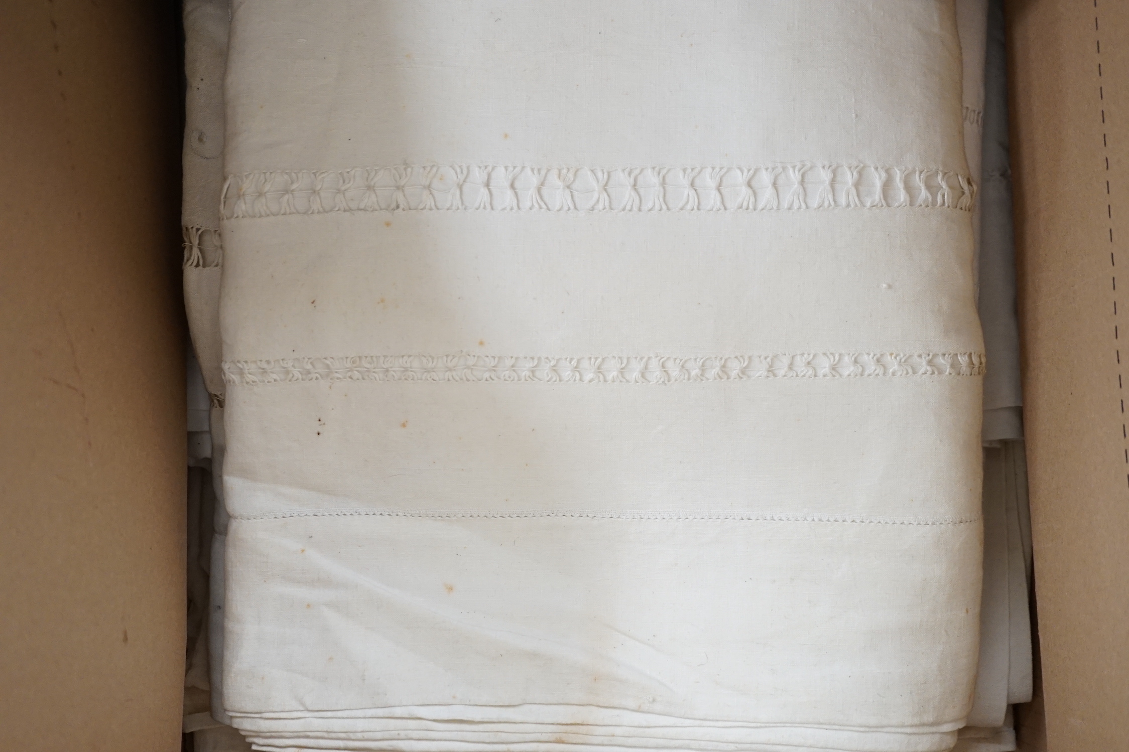 Six French embroidered sheets